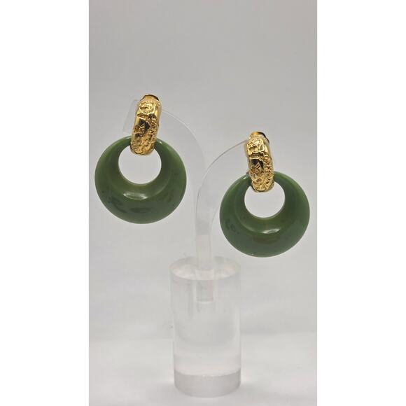 Vintage Kenneth Jay Lane Interchangeable Hoop Earrings Set – Gold Clip-On... - Picture 3 of 8